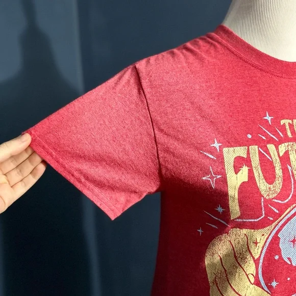The Future is in Our Hands Red Screen Print T Shirt - Picture 4 of 8